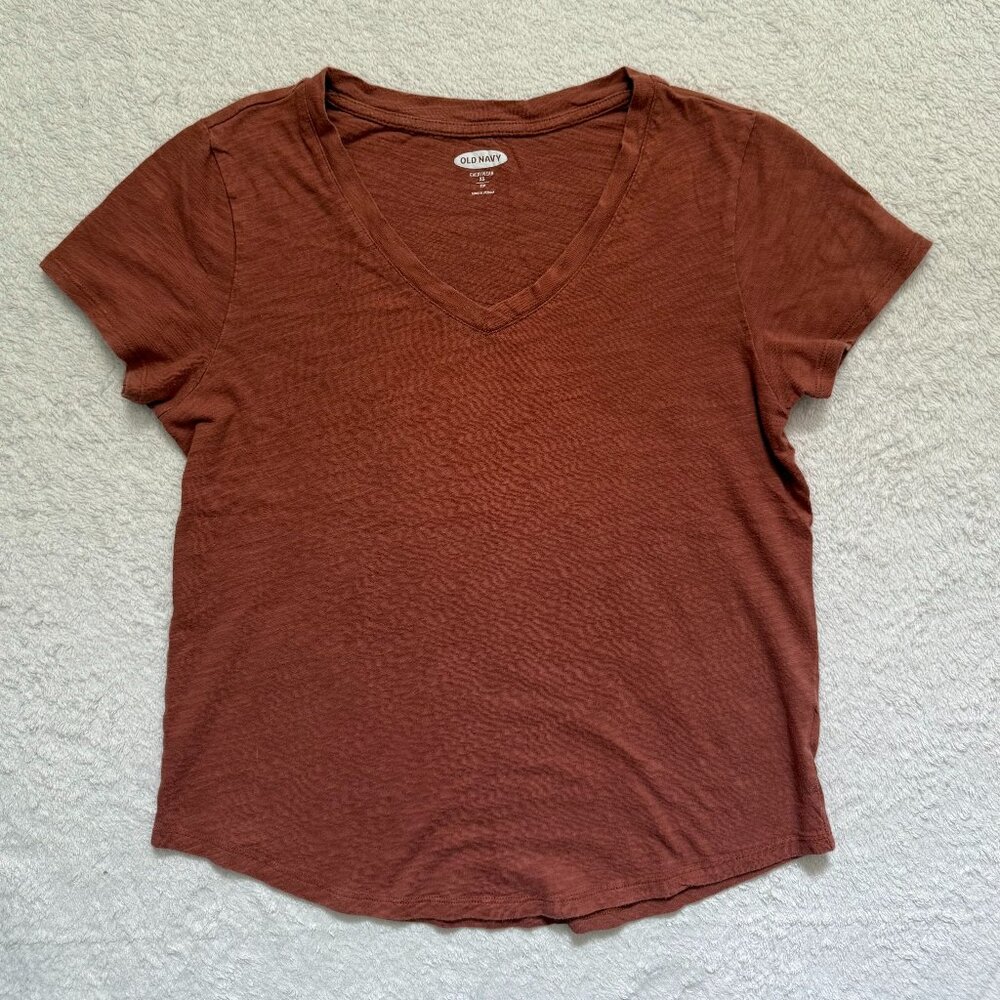 Old Navy Brown V-neck Tee